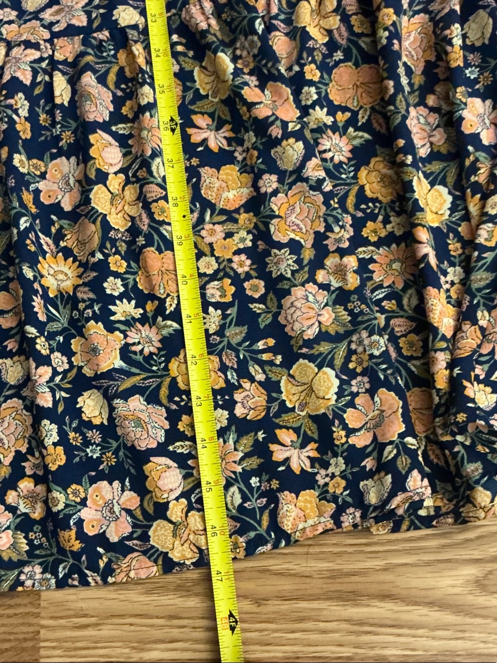 Levi's Navy Floral Tiered Long Sleeve Midi-Maxi Dress Size Medium Measurements - Picture 5 of 5